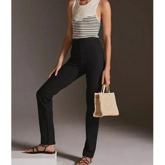 Anthropologie Maeve L NWT Slim Seamed Leggings Ponte Knit Black Large New - Picture 5 of 6